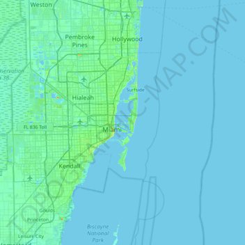 Carte topographique Venetian Islands, altitude, relief