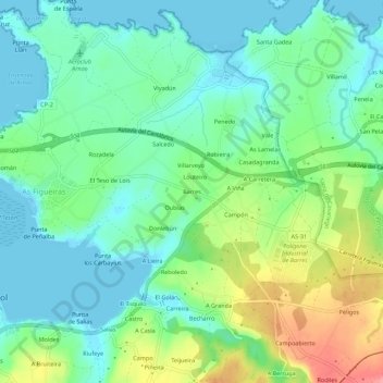 Carte topographique Barres, altitude, relief