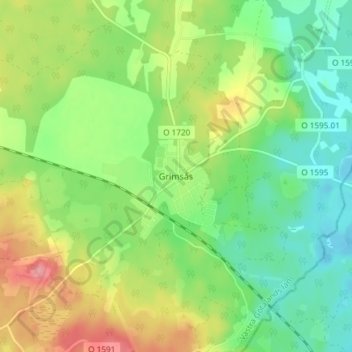Carte topographique Grimsås, altitude, relief