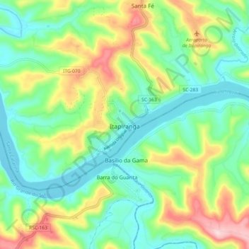 Carte topographique Itapiranga, altitude, relief
