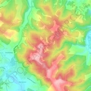 Carte topographique Gagne Po, altitude, relief
