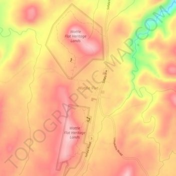 Carte topographique Wattle Flat, altitude, relief