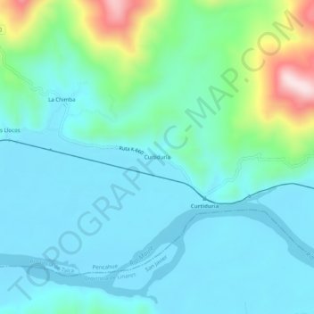 Carte topographique Curtiduría, altitude, relief