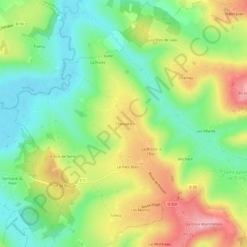Carte topographique Chevagny, altitude, relief