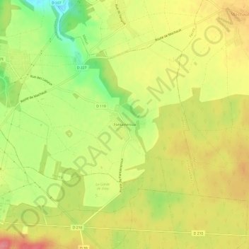 Carte topographique Fontaineroux, altitude, relief