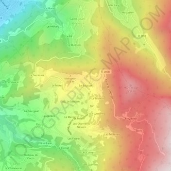 Carte topographique Le Rousset, altitude, relief