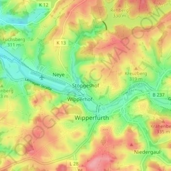 Carte topographique Stöpgeshof, altitude, relief