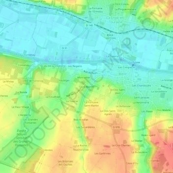 Carte topographique Saint-Martin, altitude, relief