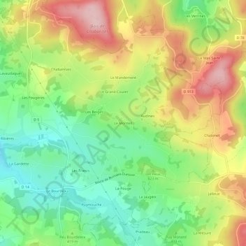 Carte topographique Le Monteil, altitude, relief