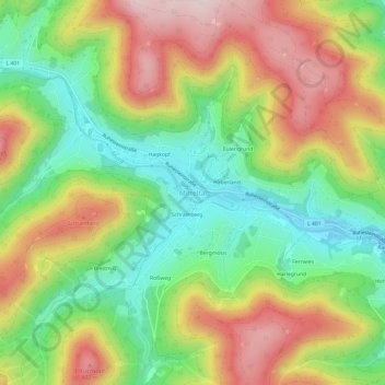 Carte topographique Mitteltal, altitude, relief