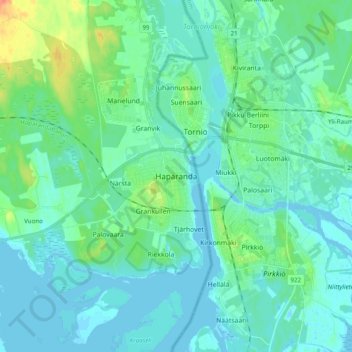 Carte topographique Haparanda, altitude, relief