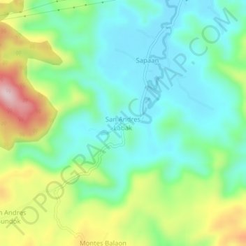 Carte topographique San Andres Labak, altitude, relief