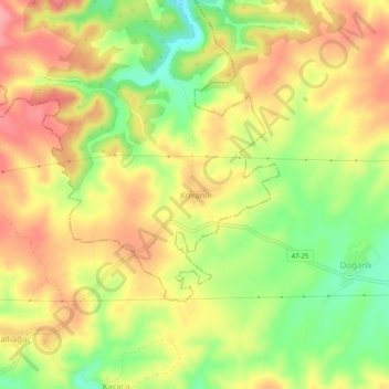 Carte topographique Kovanlı, altitude, relief