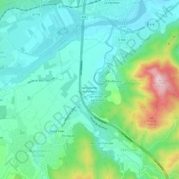 Carte topographique Saint-Martin-de-Fenollar, altitude, relief