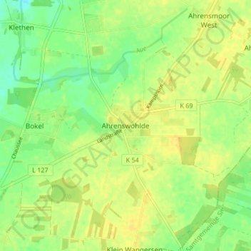 Carte topographique Ahrenswohlde, altitude, relief