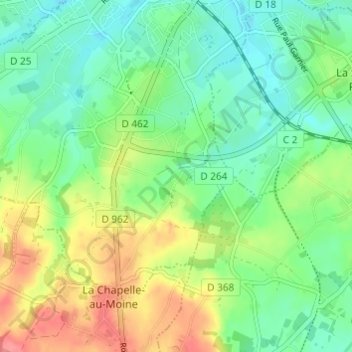 Carte topographique Montagnou, altitude, relief