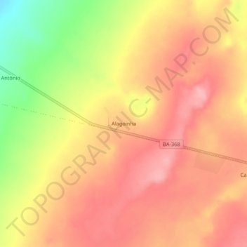 Carte topographique Alagoinha, altitude, relief