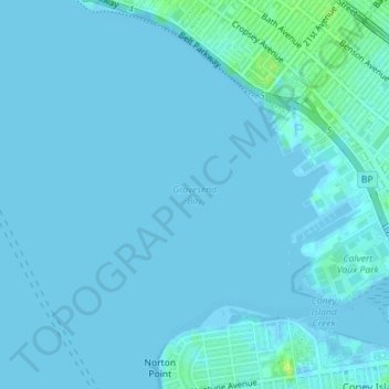 Carte topographique Gravesend Bay, altitude, relief