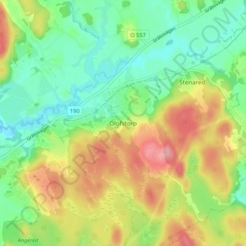 Carte topographique Olofstorp, altitude, relief