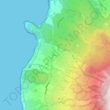 Carte topographique Terreiro, altitude, relief