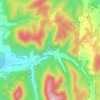 Carte topographique Les Petits Rigauds, altitude, relief