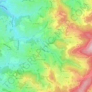 Carte topographique Fagot, altitude, relief