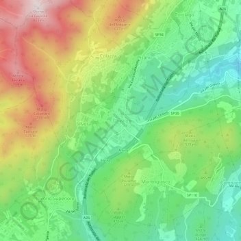 Carte topographique Ghevio, altitude, relief