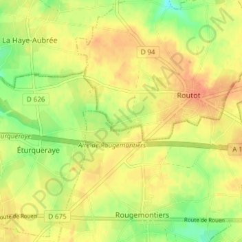 Carte topographique Les Drouets, altitude, relief