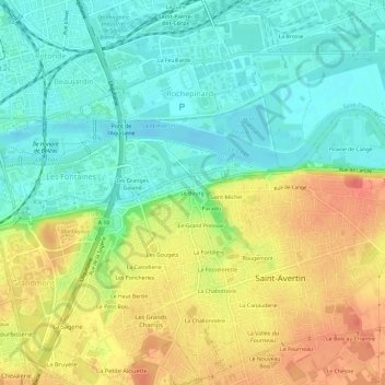 Carte topographique Le Bourg, altitude, relief