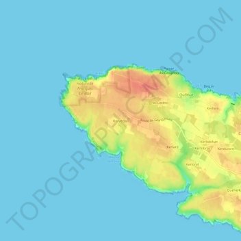 Carte topographique Kervédan, altitude, relief