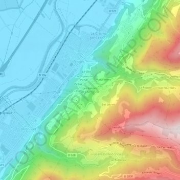 Carte topographique Les Balcons de Chartreuse, altitude, relief
