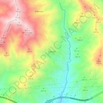 Carte topographique El Cerval, altitude, relief