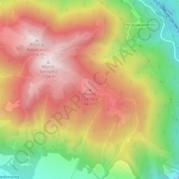 Carte topographique Monte La Croce, altitude, relief