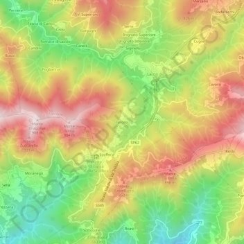 Carte topographique Tercesi, altitude, relief