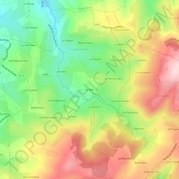 Carte topographique Le Nez, altitude, relief