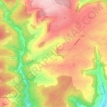 Carte topographique Bettmaringen, altitude, relief