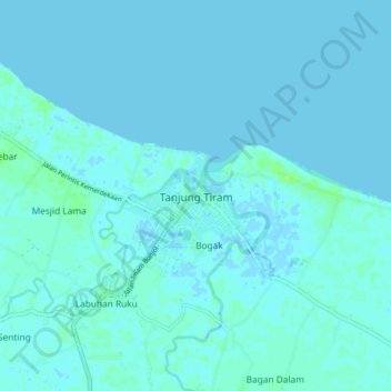 Carte topographique Tanjung Tiram, altitude, relief
