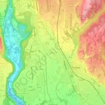 Carte topographique Ceppine, altitude, relief