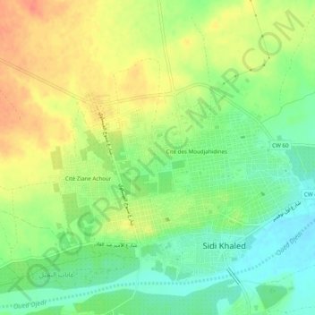Carte topographique Cité Chaabani Mohamed, altitude, relief