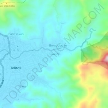 Carte topographique Tuweley, altitude, relief