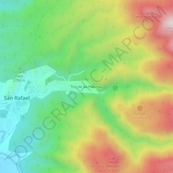 Carte topographique Tiro de las Palomas, altitude, relief