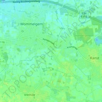 Carte topographique Stenenkruis, altitude, relief