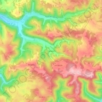 Carte topographique Péchalart, altitude, relief