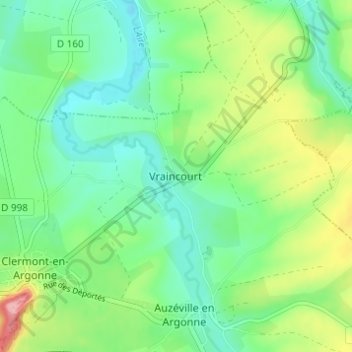 Carte topographique Vraincourt, altitude, relief