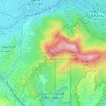 Carte topographique Burbank Peak, altitude, relief