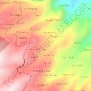 Carte topographique Taragon, altitude, relief