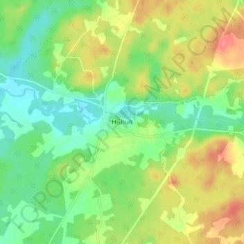 Carte topographique Hishult, altitude, relief
