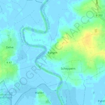 Carte topographique Bargen, altitude, relief