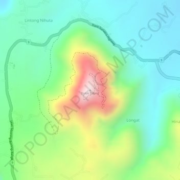 Carte topographique Dolok Tolong, altitude, relief