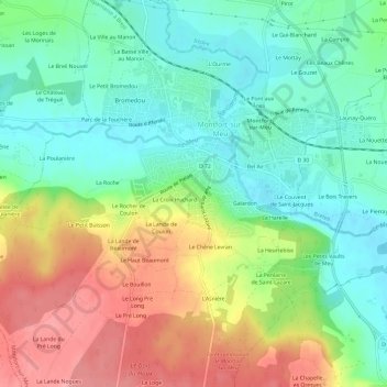 Carte topographique La Pinelais, altitude, relief